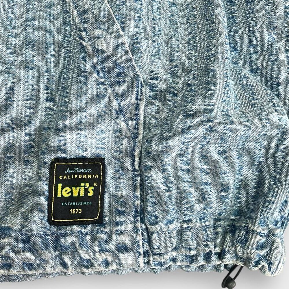 Levis Sutro "In The Sky" Seersucker Striped Denim Hooded Anorak Mens size M New - Picture 6 of 12